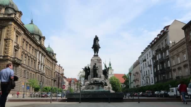 Kraków Polska Widok Plac Jana Matejki — Wideo stockowe