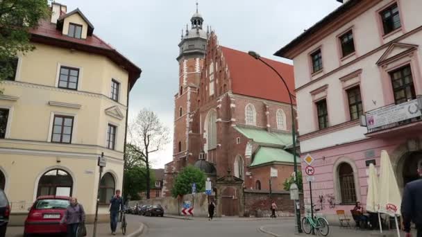 Krakau Polen Blick Auf Die Fronleichnamsbasilika — Stockvideo