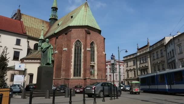 Krakau Polen Das Franziskanerkloster Auf Dem Wszystkich Platz — Stockvideo