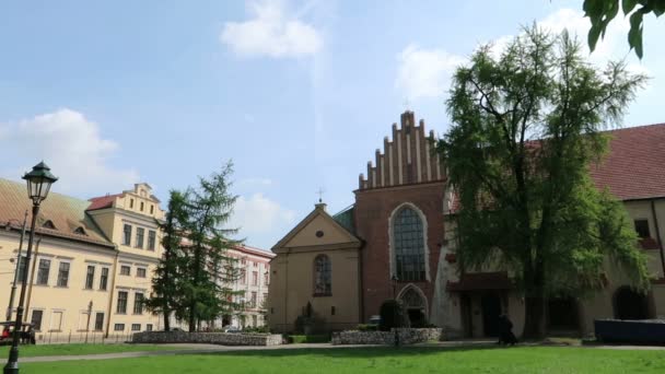 Krakau Polen Uitzicht Francesco Assisi Kerk — Stockvideo