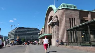 Helsinki, Finlandiya, Helsingin tren istasyonunun manzarası