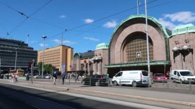 Helsinki, Finlandiya, Helsingi tren istasyonu manzarası