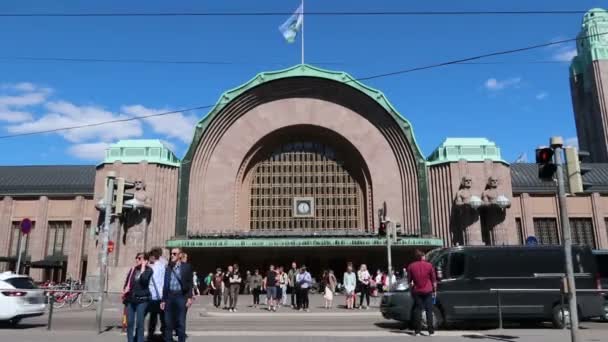 Хелфели Финляндия Вид Вокзал Хельсинги — стоковое видео