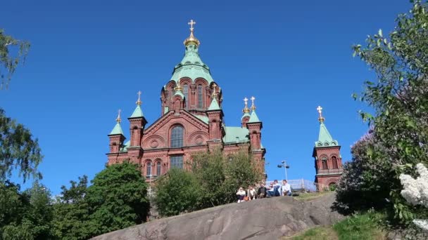 Helsinki Finlandia Widok Katedrę Uspenskiego — Wideo stockowe