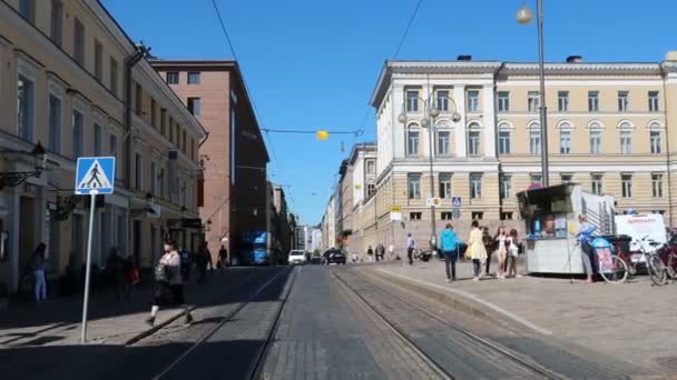 芬兰赫尔辛基 Unioninkatu街景观 — 图库视频影像