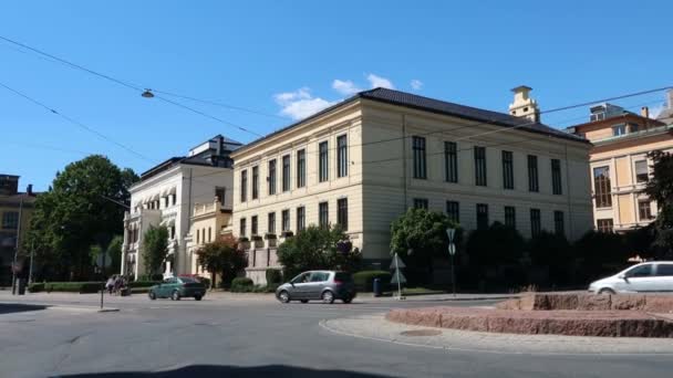 Oslo Norvège Vue Bâtiment Institut Nobel Sur Place Ibsen — Video