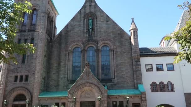 Oslo Norge Vertikal Del Fagerborgs Kyrka — Stockvideo