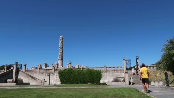 Oslo Noruega Vista Obelisco Parque Vigeland — Vídeo de Stock