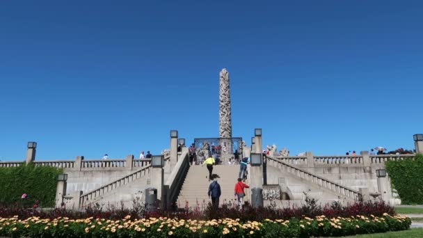 Oslo Norwegen Blick Auf Den Obelisken Vigeland Park — Stockvideo