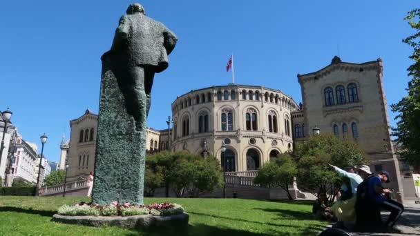 Oslo Norwegen Stortinget Das Parlament — Stockvideo
