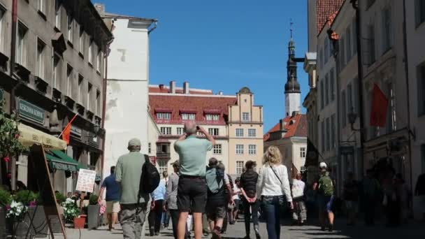 Tallinn Estónia Turistas Harju Rua Comercial — Vídeo de Stock