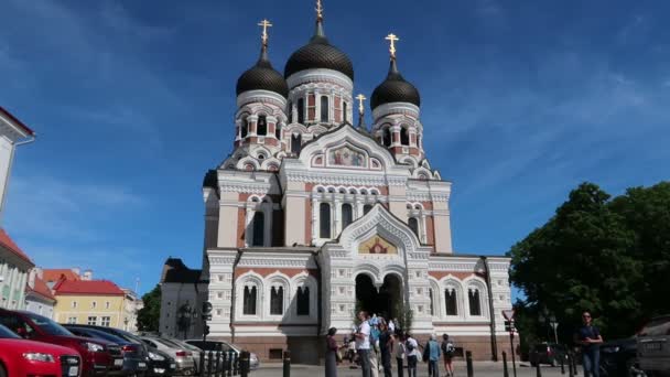 Tallinn Estonya Aleksandr Nevskij Ortodoks Katedrali — Stok video