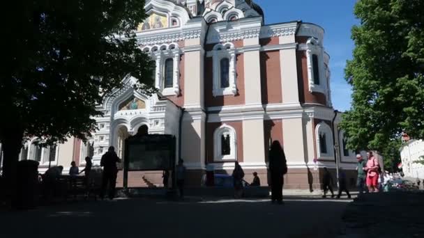 Tallinn Estland Vertikal Panorering Aleksandr Nevskij Ortodoxa Katedralen — Stockvideo