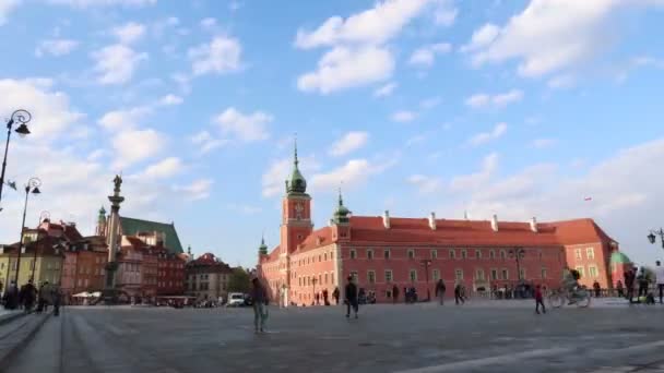 Varsóvia Polónia Lapso Tempo Praça Castelo Real — Vídeo de Stock