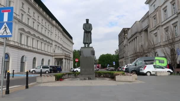 Warszawa Polska Rzeźba Jzefa Pisudskiego — Wideo stockowe