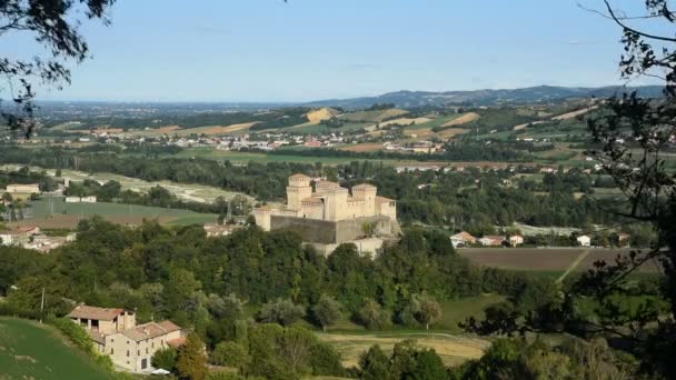 Castelo Torrechiara Itália Vista Colina — Vídeo de Stock