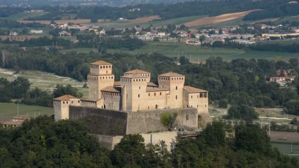 Castelo Torrechiara Itália Vista Colina — Vídeo de Stock