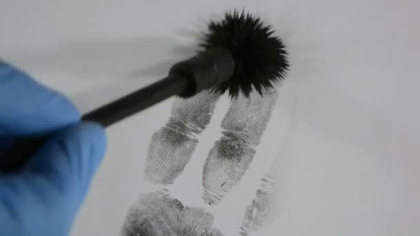 Parmak Izleri Manyetik Toz Uygulayıcısı Gri Kağıt Üzerinde Gizli Baskı — Stok video