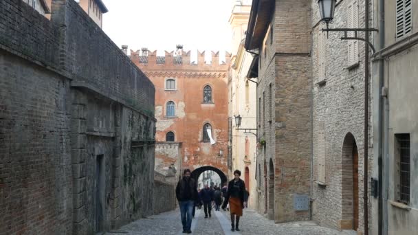 Castell Arquato Italia Pemandangan Jalan Sforza Caolzio — Stok Video