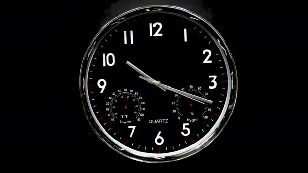 Time Lapse Movements Analog Black Face Clock — Stock Video