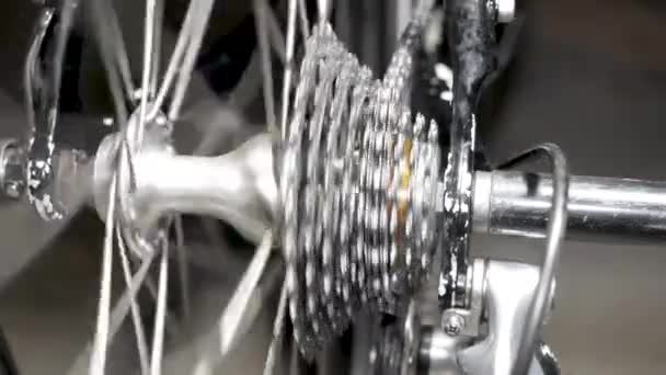 自行车后排除器从小到大的运动 — 图库视频影像