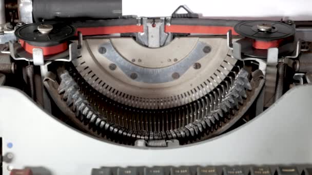 Old Appliances Typing Characters Mechanical Typewriter — Stock Video