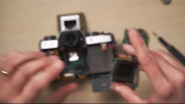 Câmera Digital Remoção Sensor Corpo Câmera — Vídeo de Stock