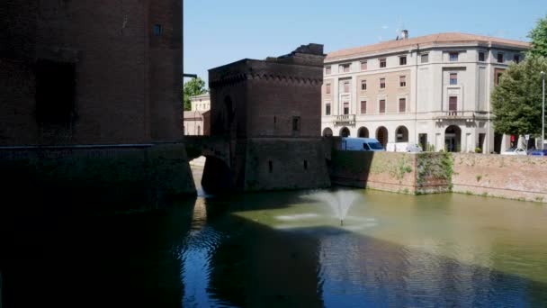 Ferrara Italien Vallgraven Vid Este Slott — Stockvideo