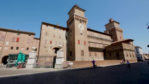 Ferrara Ιταλία Άποψη Της Ανατολικής Πρόσοψης Του Κάστρου Este — Αρχείο Βίντεο
