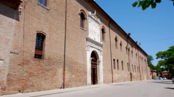 Ferrara Italië Belangrijkste Gevel Van Schifanoia Museum — Stockvideo