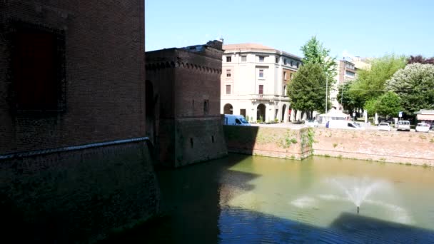 Ferrara Italien Blick Auf Den Burggraben Rund Die Burg Este — Stockvideo