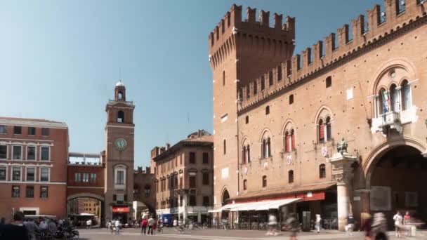 Ferrara Italy Time Lapse Cathedral Square Clock Tower — Stock Video