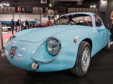 Milan, İtalya, 2025 Kasım, 21. Otoklasik şov, Fiat Abarth 750 GT Zagato
