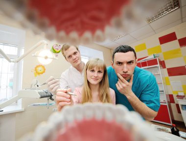 view from a dentist mouth. Students dentists practice in dentist clipart