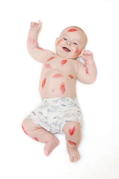 Baby boy kissing. Valentine's Day — Stock Photo, Image