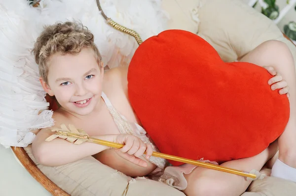 Baby cupid with heart — Stock Photo, Image