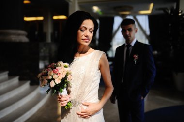 Gelin ve Damat Düğün buket içinde belgili tanımlık geçmiş Interio ile