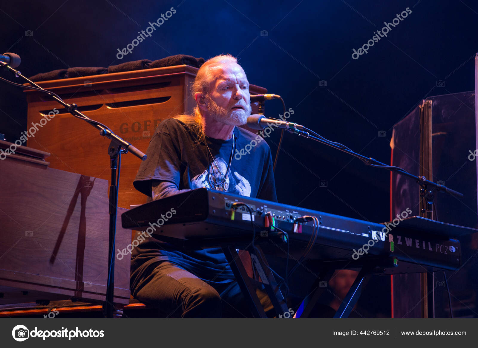 美国弗吉尼亚州阿灵顿14年7月9日gregg Allman在弗吉尼亚州阿灵顿市举行的lockn音乐节上与the Allman Brothers乐队合作表演他独特的声音使他在 史上100位最伟大歌手 的滚石排行榜上排名第70位 图库社论照片 C