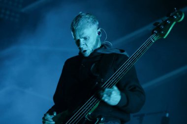 San Francisco, CA / USA: 10 / 19 / 13: Michael Peter Balzary namı diğer Flea, Define Adası Müzik Festivali 'nde Atomlar için performans sergiliyor. Ayrıca Red Hot Chili Peppers 'da bas çalıyor.. 