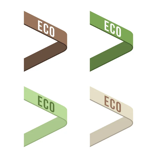 Green and Brown Side Eco Ribbons — Stock Vector