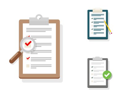 Anket, denetim listesi illüstrasyon Icons set