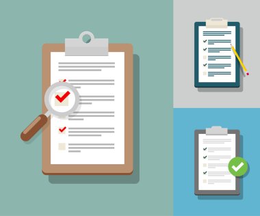 Anket, denetim listesi illüstrasyon Icons set