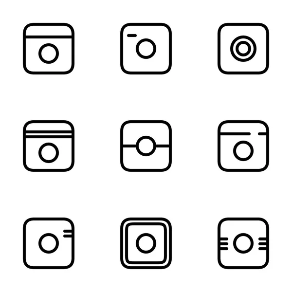 Hipster photo icons set. Photo camera pictogram — Stock Vector