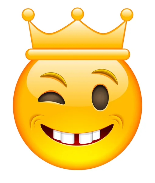 Visage oculaire avec couronne. Eyewink Emoji avec Couronne — Image vectorielle