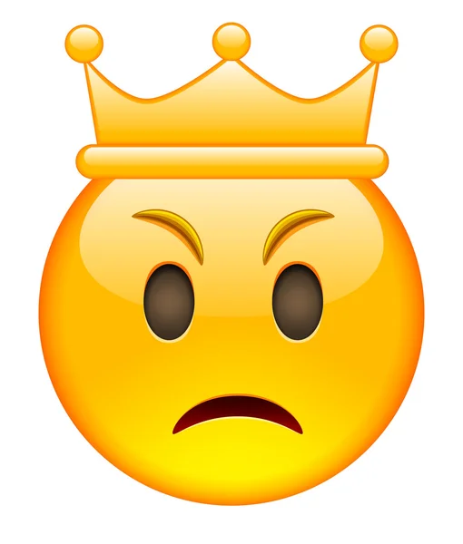 왕관과 함께 성 난 얼굴입니다. 왕관과 함께 화가 Emoji — 스톡 벡터