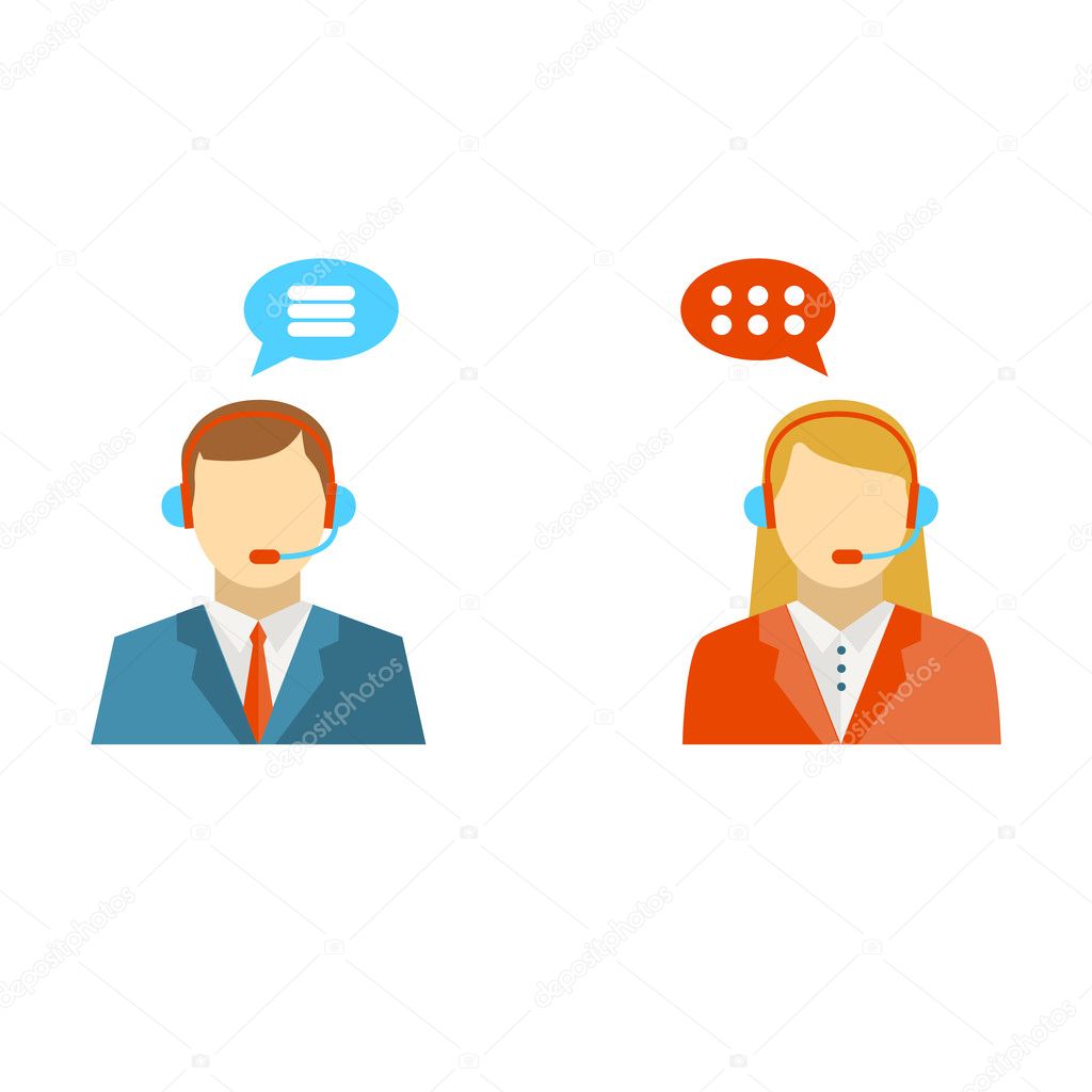 Male and female call center icons