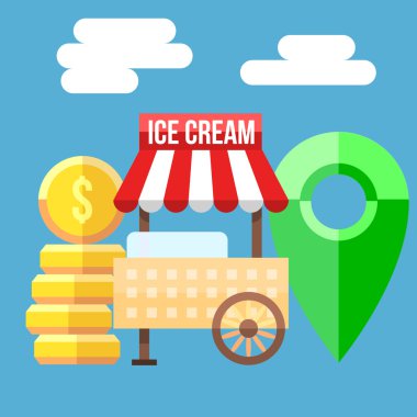 Dondurma arabası vektör çizim