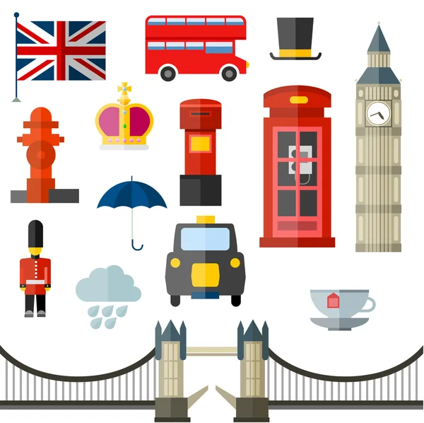 Londres vintage iconos retro — Archivo Imágenes Vectoriales