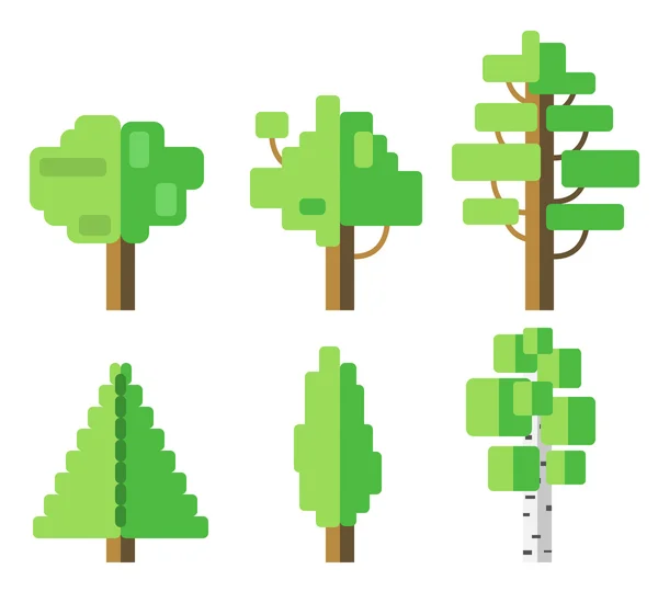 Conjunto de icono de árbol plano — Vector de stock