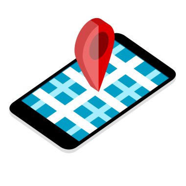 Harita noktası üstünde hareket eden telefon